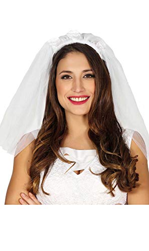 FIESTAS GUIRCA | Diadema con Velo de Novia Blanco (Talla Única) - Accesorio de Disfraz Divertido para Despedida de Soltera, Bachelorette Party y Bride To Be - Ideal para Mujer Adulta - Blanco