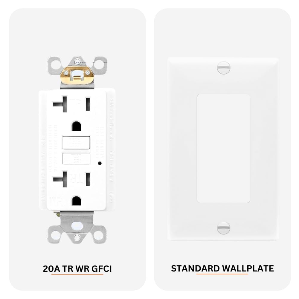 Shadid GFCI Outlet, 20 Amp, Weather Proof, Tamper Resistant, Self-Test Receptacle with LED Indicator, White, UL Listed, TR and WR Rated (20 Amp TR & WR, 2)
