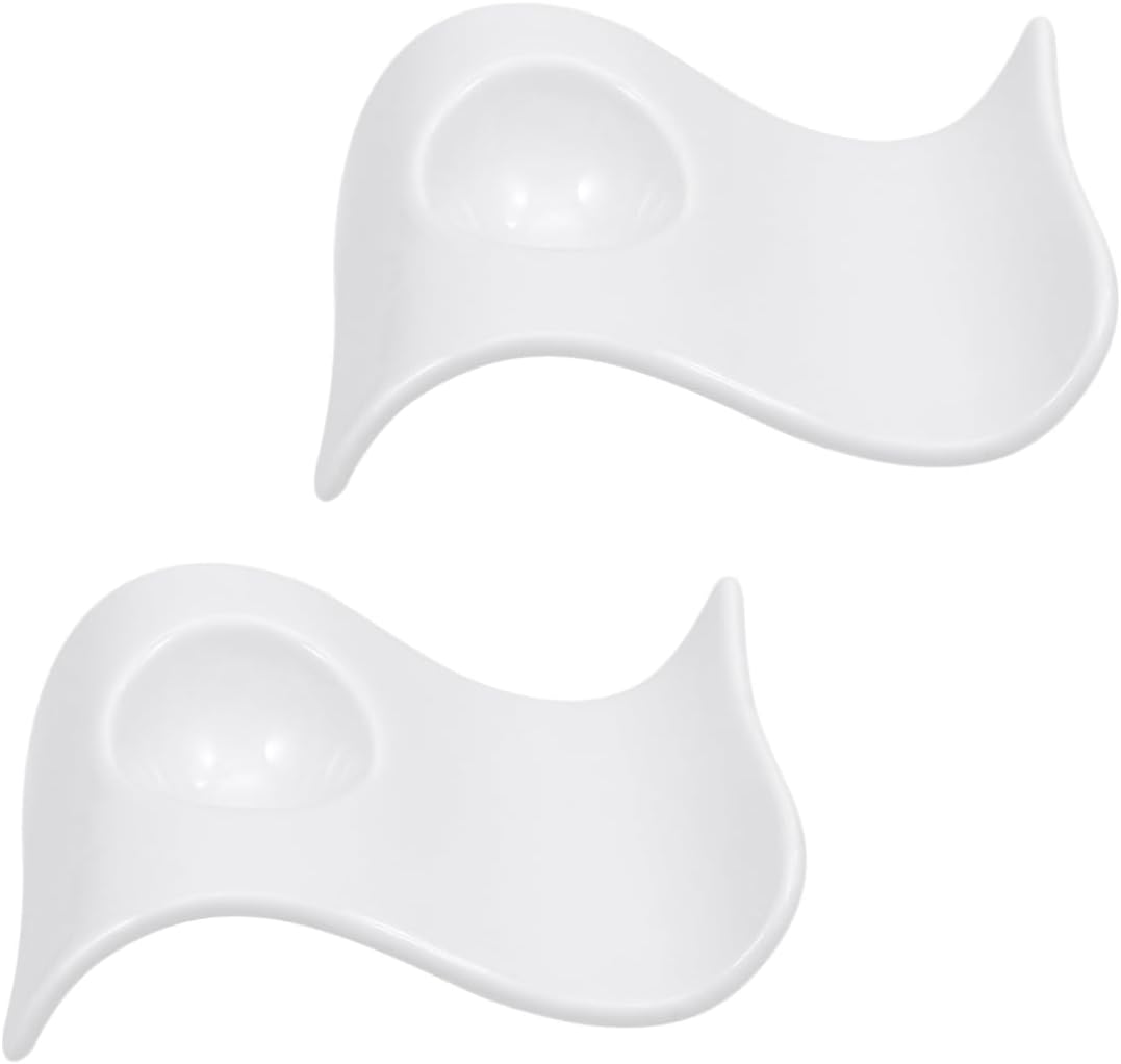 PRETYZOOM 2pcs White Ceramic Egg Cups Wave Type Egg Holders for Home and Restaurant with Beautiful Design and Comfortable Touch for Breakfast and Parties
