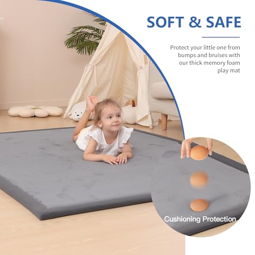 Image of Huloo Sleep Baby Play Mat for Floor,Large 79 inchx71 inch Playpen Mat,Dark Gray