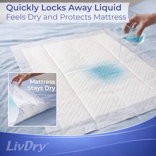 LivDry Bed Pads Disposable Adult, Extra Large 30" x 36" High Capacity Leakproof Incontinence Underpads, Absorbent Waterproof Chux Pads, 30 Count by LivDry - Image 2