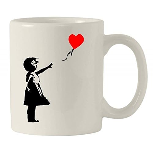 Tribal T-Shirts Banksy - Taza de cerámica con forma de globo y corazón
