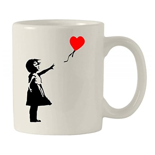 Tribal T-Shirts Banksy - Taza de cerámica con forma de globo y corazón