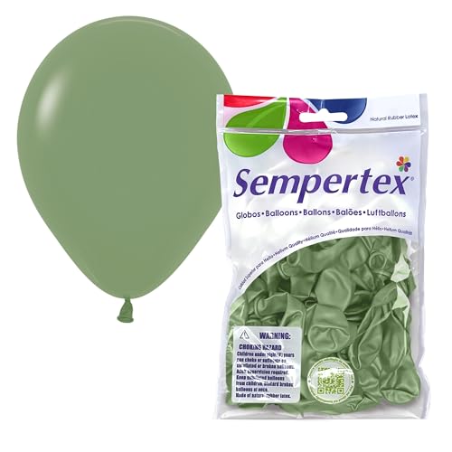Sempertex Deluxe Eucalyptus Balloons 5 Inch, 50 Pcs - Elegant Latex Balloons for Birthday Decorations, Wedding, Graduation, Baby Shower, Anniversary, Bridal Shower, Party Celebrations