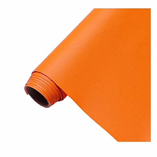 Tissu faux cuir orange stretch fin simili cuir d'ameublement 1.6x7m