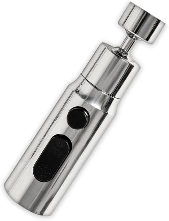 UK | 3 Function Kitchen Tap Spray Head Attachment | 360ยฐ Swivel Tap Extender for Sink | Spray Adapter | Replacement Sprayer (Silver)