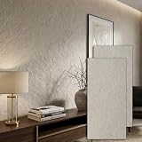 4-Sheet Faux Stone Wall Covering, 23.6' x 47.2' MCM Modified Clay Material 3D Wall Panels, Limestone Textured...