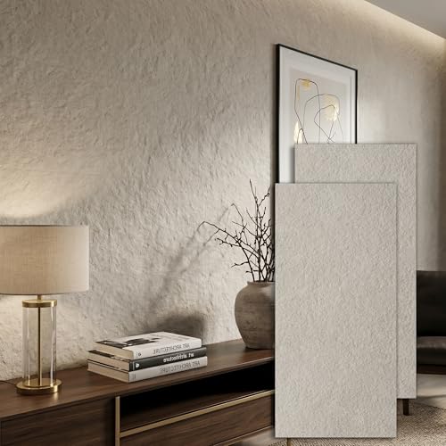 4-Sheet Faux Stone Wall Covering, 23.6" x 47.2" MCM Modified Clay Material 3D Wall Panels, Limestone Textured Subway Flexible Stone Wall Tiles for Home Decoration, Covering 31 Sq. Ft.