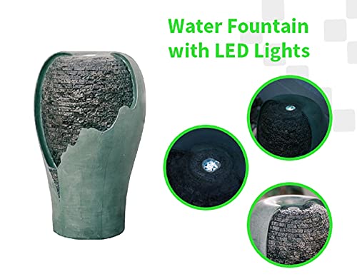 Xbrand Cr2515Fttur Modern Round Broken Egg Shell Water Fountain W/Led Light, 25 Inch Tall, Turquoise #TOP5