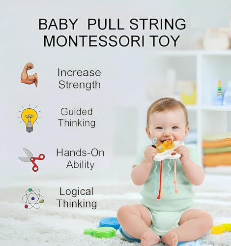 Image of Brand Conquer Montessori Toys for 1 Year Old Boy, Toddler Fidget Sensory Airplane Travel Toys for Toddlers 1-3 - Toddler Stocking Stuffers One Year Old Boy Birthday Gift (Pull String Toy)