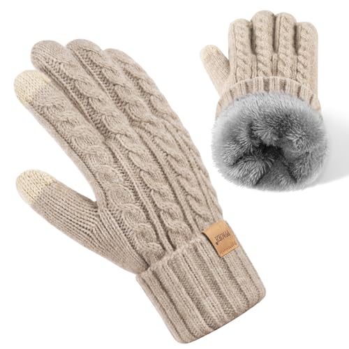 Image of Winter Gloves for Women, Womens Gloves Cold Weather Thermal Warm Fleece Lined, Touchscreen Gloves for Christmas Gifts