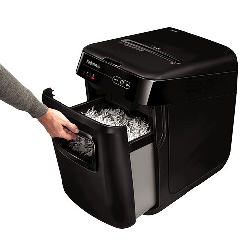 Fellowes 4653602 Distruggidocumenti Automatico AutoMax 200C, a Frammento, Nero