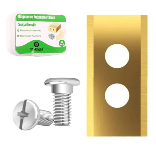 Kingsource 30-Pack Titanium-Coated Robot Mower Blades for Mammotion Luba & Yuka All Series – Durable Replacement Blades with Screws & Washers for Robotic Lawn Mower.