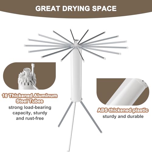 Drying Rack Clothing, Collapsible Drying Racks for Laundry, Portable Drying Rack, Indoor Clothes Drying Rack with 16 Adjustable Aluminum Poles, Clothing Dry Rack for Outdoor, Laundry Room, Indoor. by Saincustom - Image 5