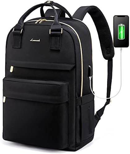 LOVEVOOK Laptop Backpack Womens, 15.6 Inch School Bags for Women Waterproof Computer Rucksack with USB Port for Travel Business College Work, Khaki Beige
