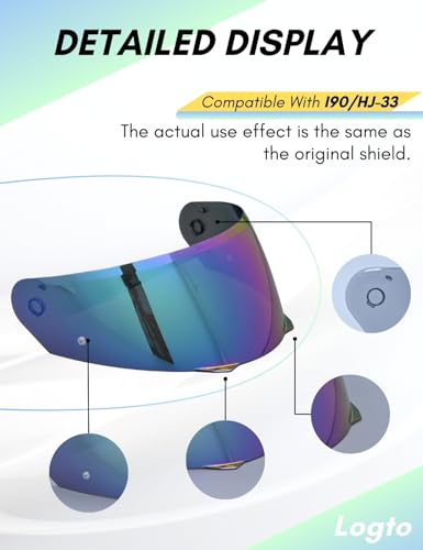 Logto Compatible With HJC i90 Helmet Visor Replacement HJ 33 Shield Tinted Visor Helmet Accessories (Rainbow) - Thumbnail 3