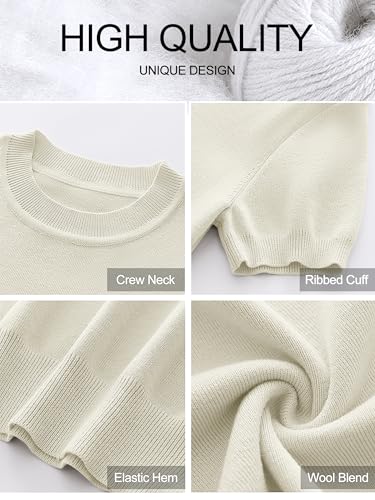 Image of ANRABESS Womens Short Sleeve Sweaters Wool Blend Crew Neck Sweater Shirts Business Casual Work Tops 2026 Summer Outfits