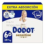 Dodot Sensitive Talla 6+ (+14 kg) Pack Ahorro 164 Pañales – Máxima protección y suavidad para pieles sensibles, ajuste cómodo y absorción inmediata