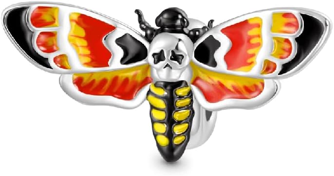 GNOCE Death Head Moth Charm for Her, S925 Sterling Silver Dangle Charm for Women Wife, Valentine‘s Day, Mother’s Day Jewelry