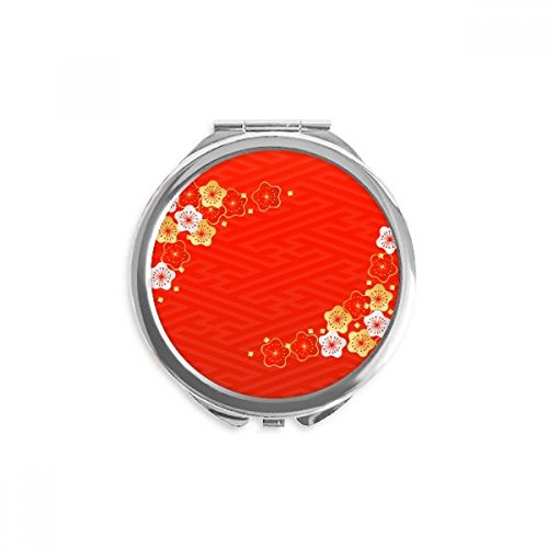 Miroir rond maquillage à la main motif sakura rouge aux finitions soignées