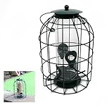 DIVCHI Large Heavy Duty Squirrel Proof Bird Feeder For Wild Seed Feed Mix Outdoor Garden Use - With Strong Metal Cage To Deter Squirrels & Large Birds (Caged Feeder)