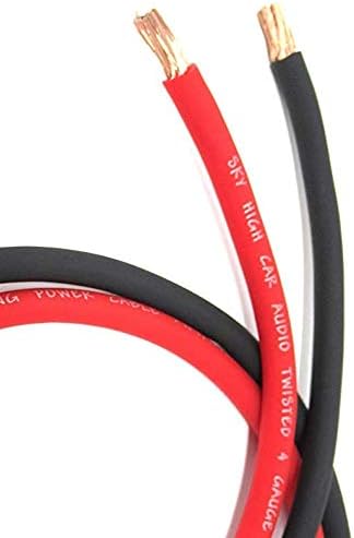 25 ft OFC 4 Gauge Oversized 12.5' RED & 12.5' Black Power Ground Wire Sky High Car