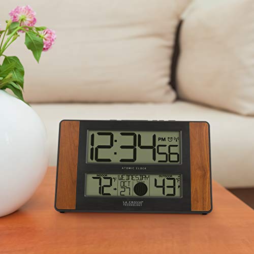 La Crosse Technology 513-1417Ch-Int Atomic Digital Clock With Temperature And Moon Phase, 11.10"L X 1.14"W X 6.61"H, Cherry #TOP6
