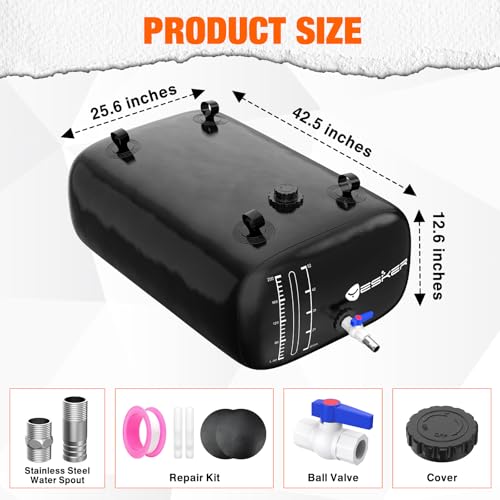 Yesker Portable Water Storage Bladder 63 Gallon – Heavy-Duty 1000D PVC Foldable Water Bladder Tank with 3/4" PVC Spigot for Garden, Camping & Emergency Use, Black by Yesker - Image 2