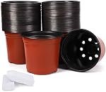 JERIA 100-Pack 6 Pots de chambre de bébé en plastique de pouce 100 Étiquettes de Pcs, Pots de démarrage de semences,Contenant de plantes de fleurs pour suceurs, Découpes, Transplantation
