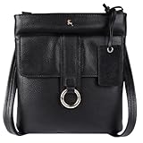 Ashwood Women’s Genuine Leather Crossbody - Elegant Shoulder Handbag with Adjustable Strap, Secure Zip Closure & Multiple Pockets: 64033 (Black)