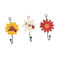 Alipis 3pcs Flower Hook Wooden Coat Hanger Wooden Coat Hooks Wall Hanging Hooks Coat Hooks Hanging Metal Wall Hook Home Decor Daisy Shape Hanger Hat Bag Hook Resin Storage Hook Metal Robe