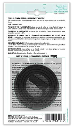 Vetocanis | Collier Chien Anti Puces et Anti Tiques | Produit Antiparasitaire | Efficace 4 Mois Contre les Puces, 3 Mois Contre les Tiques | Chien de + de 40 kg | Usage Vétérinaire | Couleur Noire – Image 4