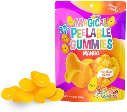 Sophiepops & Gumdrops Peelable Mango Gummies, Peel Candy, Single Pack, 6 oz