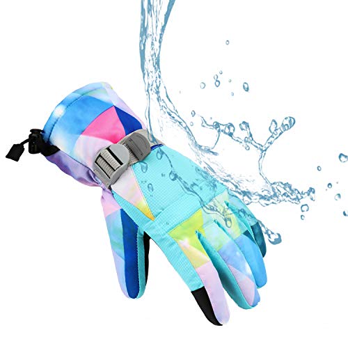Yidomto Ski Gloves, Winter Waterproof Warm Touchscreen Snow Gloves Mens, Womens, Boys, Girls, Kids (Light Blue-L) #TOP2