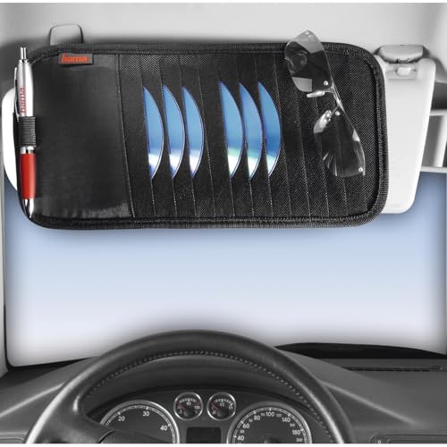 Hama Sonnenblende Tasche (geeignet für 12 CDs, Auto CD Aufbewahrung mit Stifthalter) schwarz