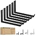 BATODA Lip Shelf Brackets 9" x 6" (6pcs)- Floating Shelf Bracket - Heavy Duty Hook Brackets for Shelves - Wall Mounted Support with Lip for DIY Open Shelving - Screws and Wall Plug Included