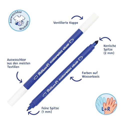 Pelikan Fasermaler Colorella Duo, 10 Farben im Kunststoff-Etui, 10 Stück