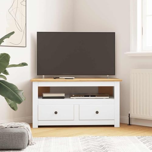 HOMELEN Mueble de TV esquinero blanco 93