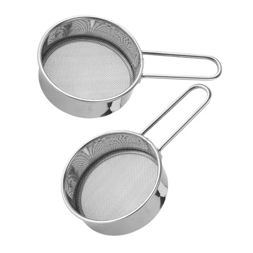 Cabilock 2pcs Stainless Steel Mini Flour Sifter Mesh Powder Sugar Duster Ergonomic Handheld Design for Baking Compact and Portable Sifter for Home Kitchens and Travel