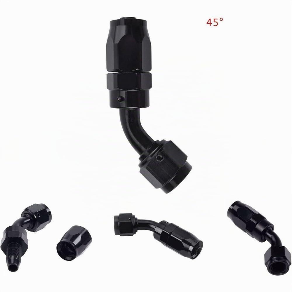 Riloer Tubo carburante AN6, tubo flessibile universale intrecciato per olio, carburante, gas, compatibile con vari motori automobilistici e marini, connettore nero + tubo nero da 5 m