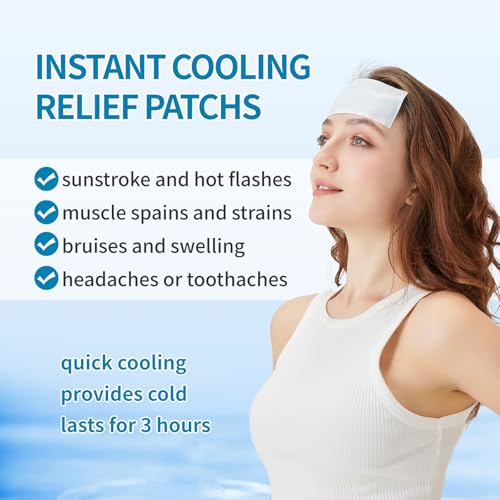 Image of Disposable Cooling Patches for Outdoor Activities, Cooling Sheets for Muscle Soreness, Instant Ice Packs for Injuries, Discomfort, Headache, Pack of 30