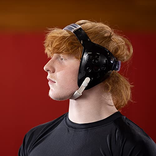 Matman Halo Adult Wrestling Headgear – Men & Women’s Thin Profile & Easy to Hear Ear Guards for Wrestling, BJJ & MMA (Black)