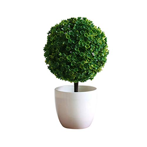 Haihuic �rboles de Bola de arbustos de Topiary Artificial de 25 cm Mini Plantas de Mesa de imitaci�n con macetas Blancas para el hogar, ba�o, decoraci�n de la casa Verde