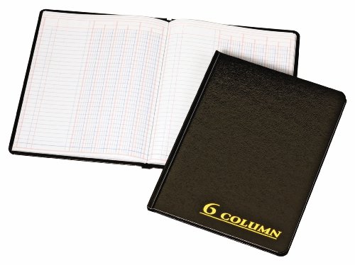 Adams Account Book, 7 x 9.25 Inches, Black, 6-Columns, 80 Pages (ARB8006M)