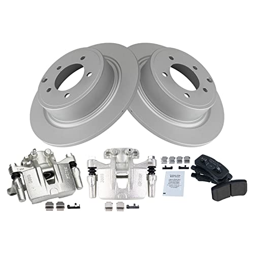 Image of TRQ Rear Brake Pad and Rotor Set Ceramic Solid Rotors Calipers | For 2009-2012 Mitsubishi Outlander