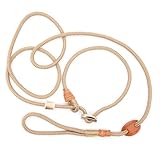 Showleine mit Stopper/Zugstopp - GOLDBEIGE | 6 mm Durchmesser x 160 cm Länge - Schicke Vorführleine/Ausstellungsleine für Hundeausstellungen