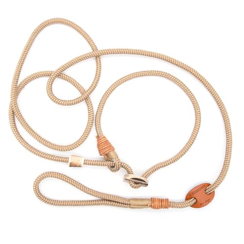Showleine mit Stopper/Zugstopp - GOLDBEIGE | 6 mm Durchmesser x 160 cm Länge - Schicke Vorführleine/Ausstellungsleine für Hundeausstellungen