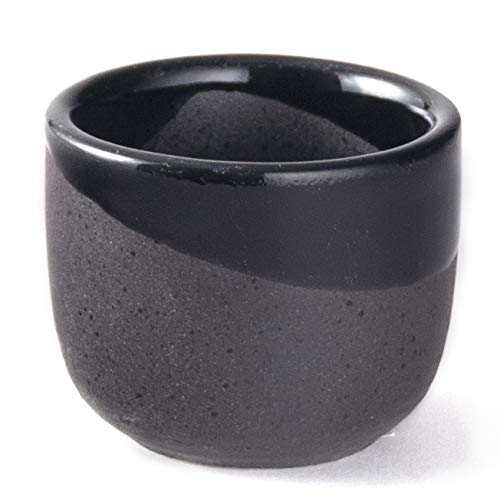 Hinomaru Collection Ichigo Sake Set Tokkuri 5 fl oz Bottle with Two Sake Ochoko Cups 2 fl oz Reactive Glaze Ceramic (Black)