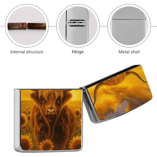 Funda clásica de cobre para encendedor Sunflower Highland Cow miniatura 5