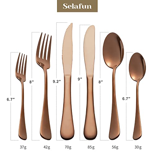 Selafun 24 Piece Rose Gold Flatware Set.stainless Steel Rose Gold Silverware Set.titanium Plating Tableware Cutlery Set. Utensil Set For Kitchens. Dishwasher Safe(Service For 4) #TOP1